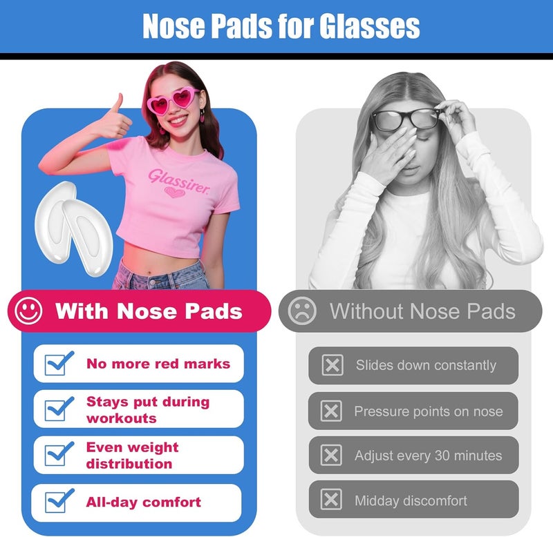 topstart Store 20 pairs Eyeglass Nose Pads for Glasses - 1.0mm Ultra Thin Silicone Anti-Slip Stick On nose pad Replacement adhesive Nosepads for Plastic Frames reading glass Sunglasses - Image 4